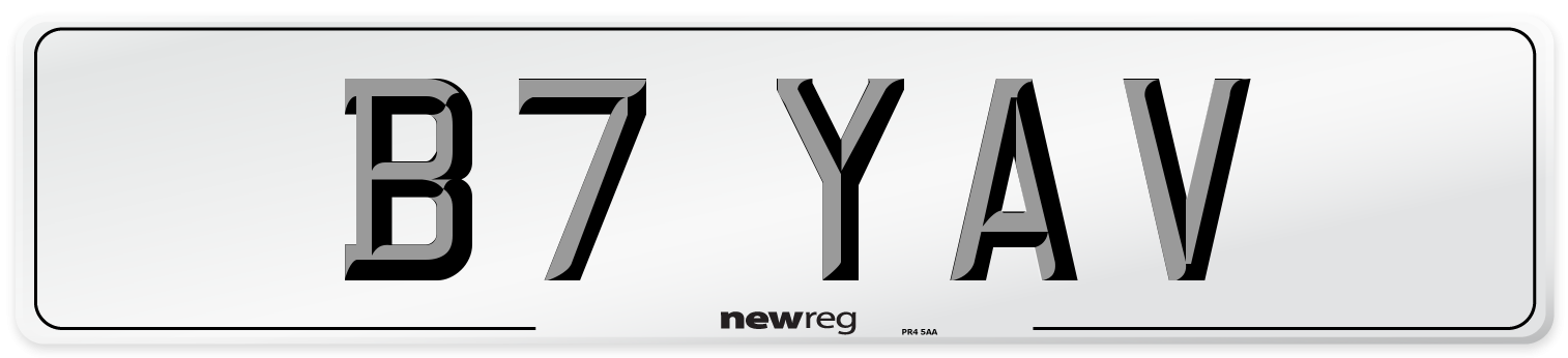 B7 YAV Number Plate from New Reg